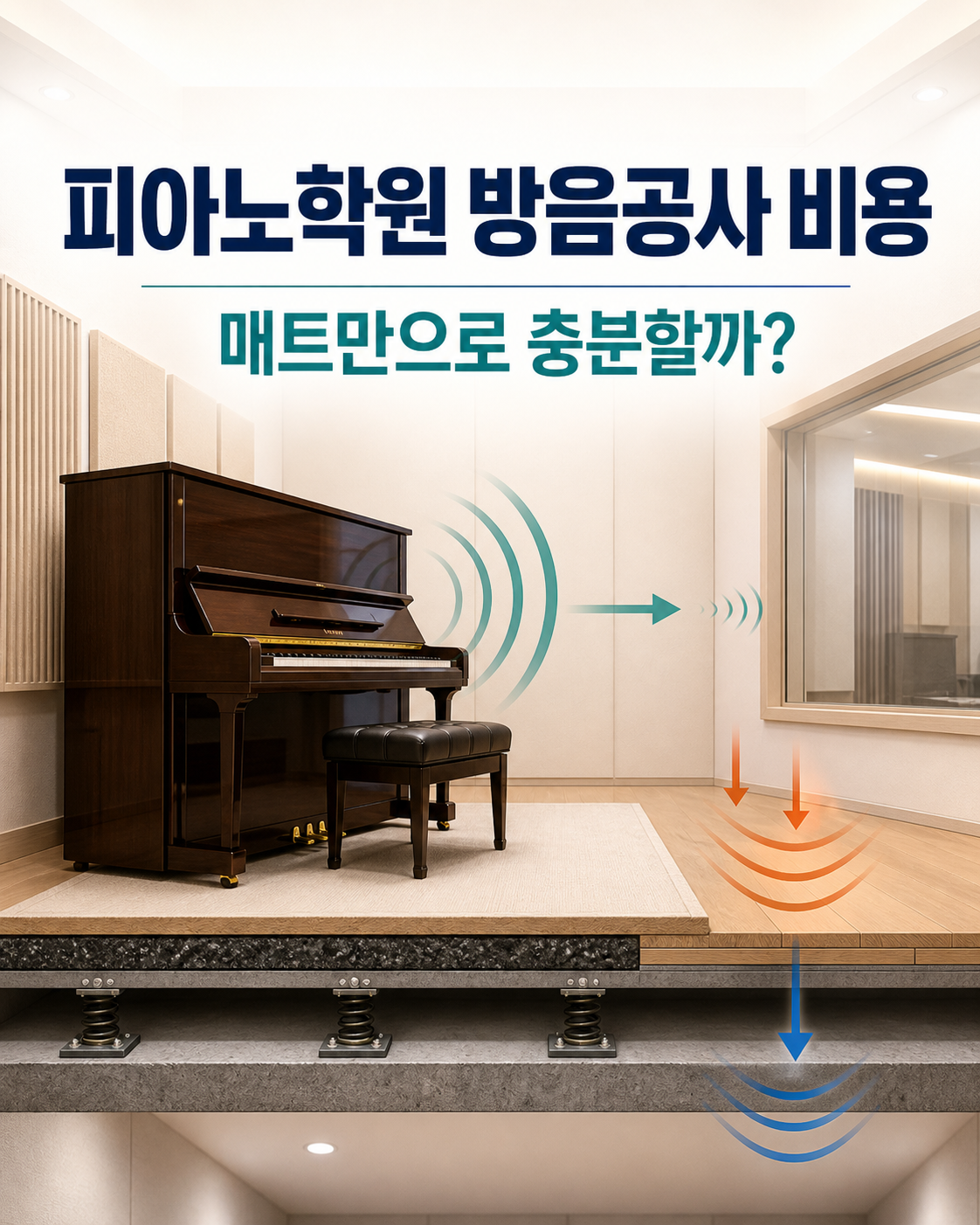 피아노학원 방음공사 비용과 매트 효과